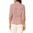 thumbnail image 3 of INSPIRE CHIC Women's Printed Elastic Cuff Bow Tie Neck Blouse M Dusty Pink, 3 of 8