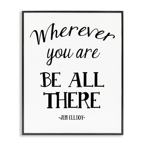 Stupell Industries Be All There Sentiment Text & Numbers Painting Black Framed Art Print Wall Art, 11 x 14