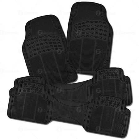 Zone Tech 4 Piece Black Universal Fit Trim able  Full Rubber-All Weather Heavy Duty Vehicle Floor