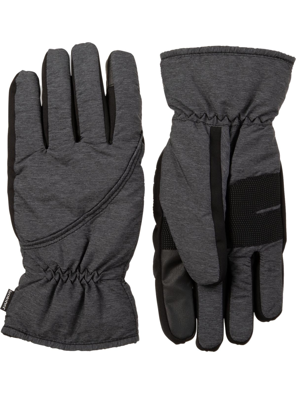 Isotoner Mens Heathered Winter Ski Gloves Gray O/S