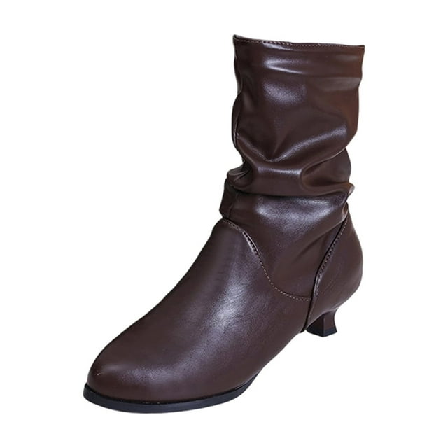 RXMEKW Talons Noirs à Bout Pointu, Bottines Courtes Doublées en Molleton pour Femmes à Talon Bas