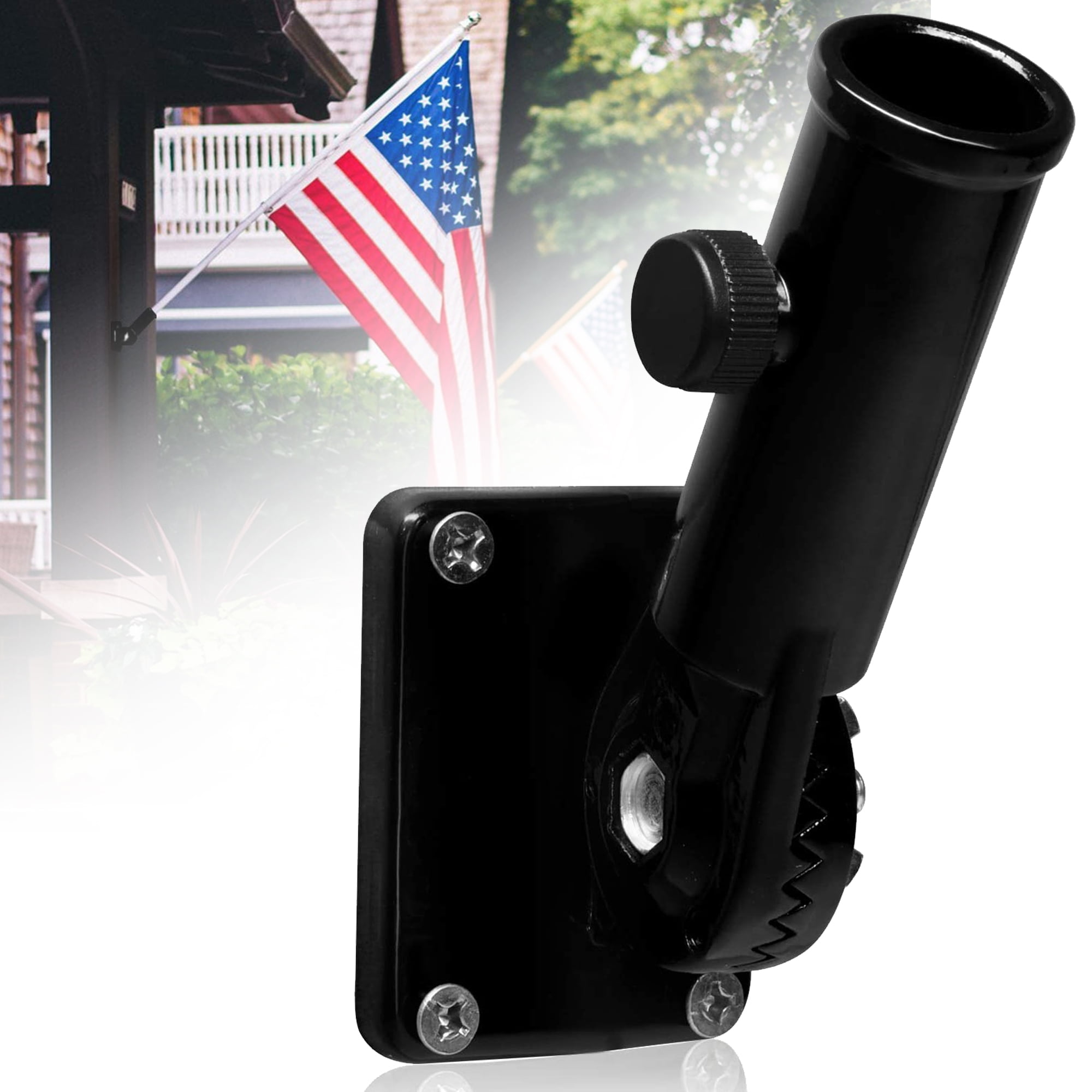 Black Adjustable Aluminum Flag Pole Bracket with Hardware