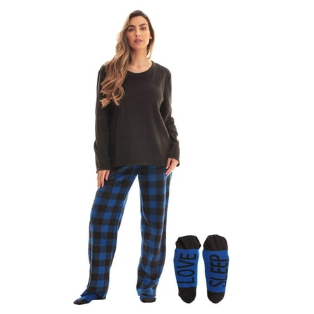

Just Love Ultra-Soft Women’s Pajama Pant Set - Nightgown with Matching Socks (Buffalo Plaid Royal Black 1X)