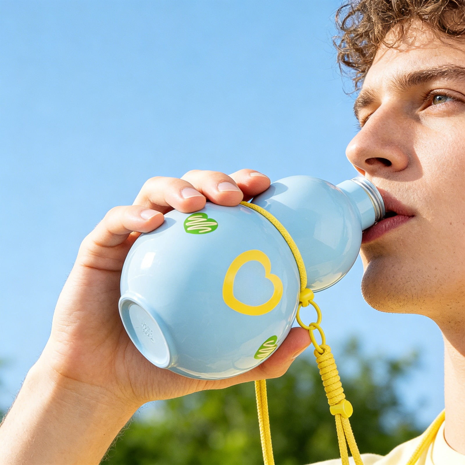 880Ml Large Capacity Gourd Water Bottle With Adjustable Strap