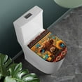 thumbnail image 2 of ZIATUBLES Elastic Edges Toilet Bowl Lid Cover Washable Reusable Toilet Seat Lid Fits Most Size Toilet Lids Summer Bathroom Decor Accessories, American Tribes Highland Cow Butterfly Sunflower, 2 of 6
