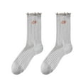 thumbnail image 2 of Ruffle Socks for Women Turn-Cuff Casual Ankle Socks Breathable Cool Knit Cotton LightWeight Casual Socks Athletic Bulk Socks Lettuce Crew Frilly Sock, 2 of 4