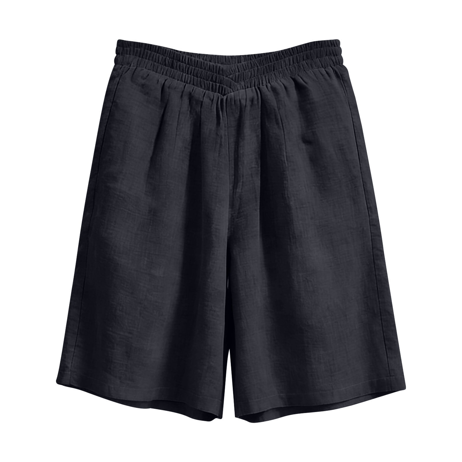 YFNNUP Cotton Linen Shorts for Women Loose Fit Knee Length Short