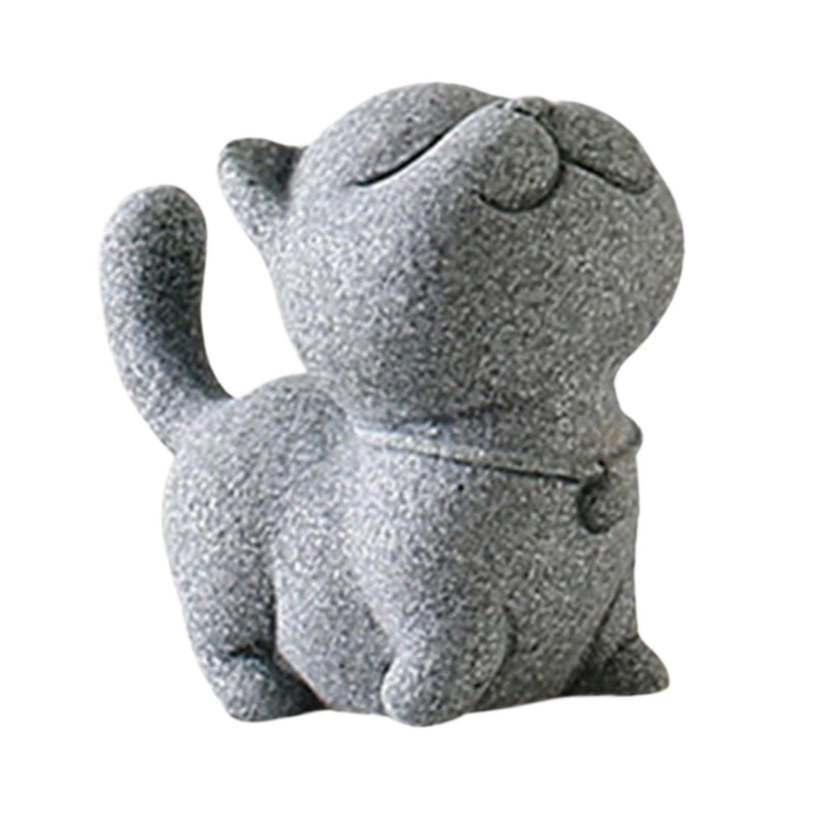 Tongina Statue Stone Tea Pet Animal Decor Adorable Desktop Ornament Unique Versatile Garden Art Sculpture Miniature Figurine Tsundere Cat