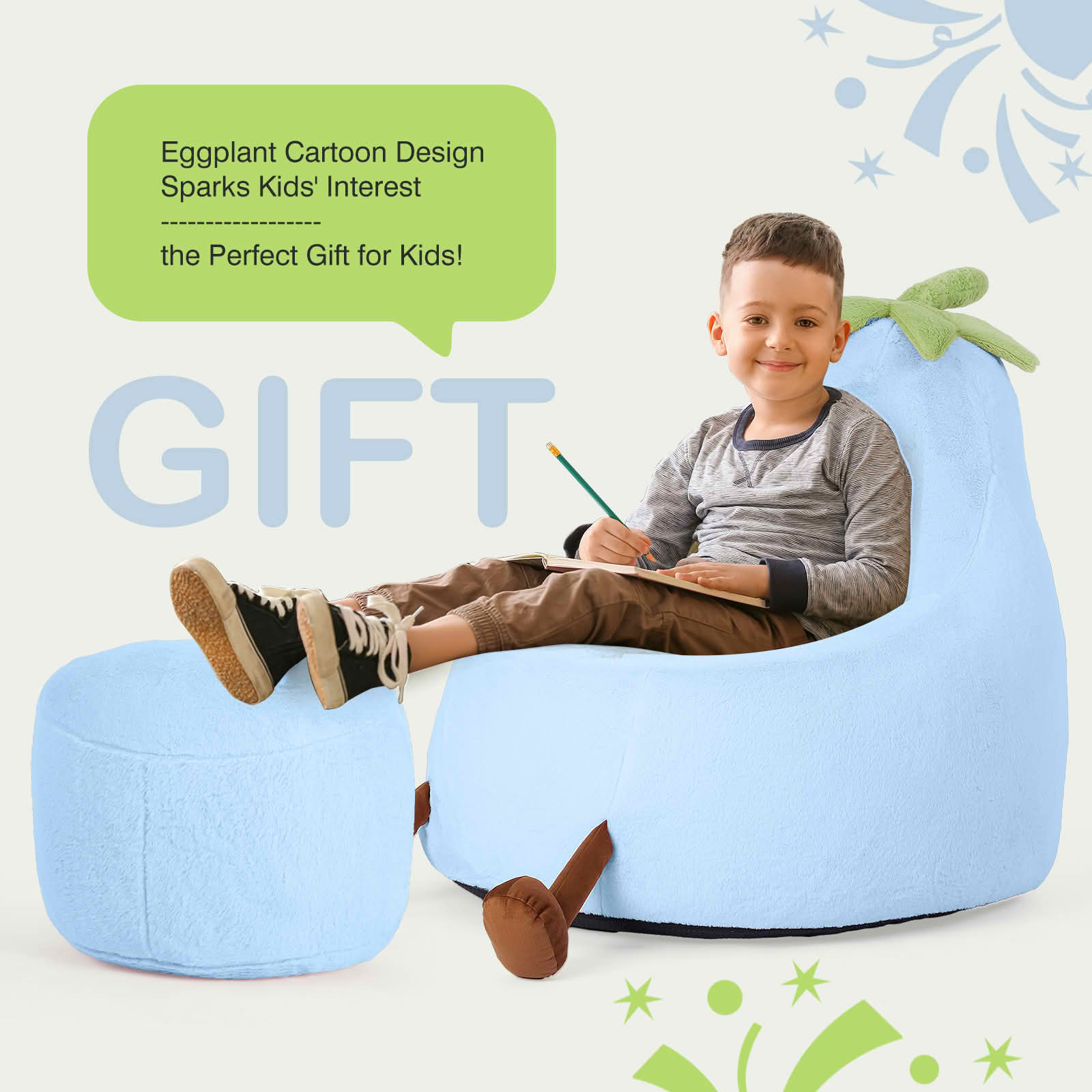 MAYEERTY Children's Bean Bag Chair Artificial Rabbit Fur Cover Filled Toddler Teen Sofa
