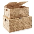 thumbnail image 3 of Casafield Set of 2 Water Hyacinth Storage Baskets (Medium/Large),  Multipurpose Organizer Rectangular Totes with Removable Lids, 3 of 7