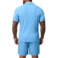 thumbnail image 4 of Men's Short Sets 2 Piece Outfits Cuban Guayabera Short Sleeve Shirts and Shorts Summer Beach Vacation Sets for Men, 4 of 4