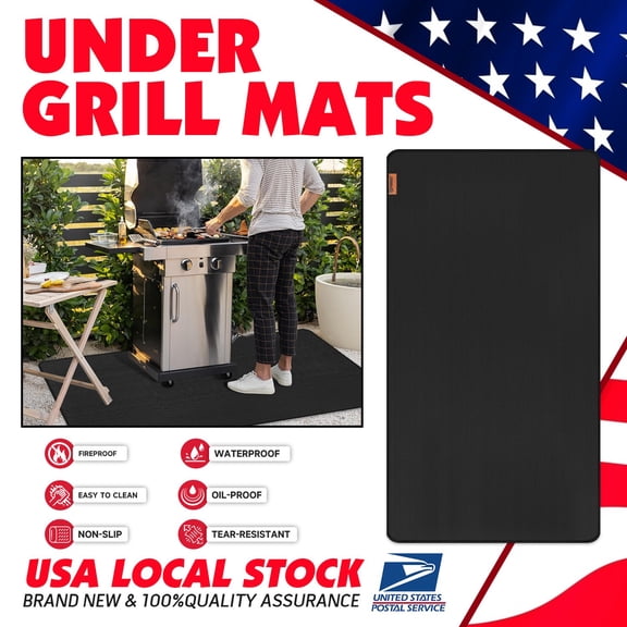 19.5sqft BBQ Grill Floor Mat Fire Oil Retardant Pad For Outdoor Grill Protection