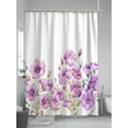 thumbnail image 5 of Purple Spring Floral Long Shower Curtain Set, Waterproof Shower Curtains for Bathroom, Summer Botanical Watercolor Flower Washable Fabric Cloth Bath Curtain for Bathtub with Hooks 72x84 Inches, 5 of 6
