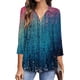 thumbnail image 4 of Camisetas de manga 3/4 con cuello en V para mujer 2023 - Tops tipo túnica de negocios con estampado floral - Blusas de trabajo sueltas informales y elegantes, 4 of 4