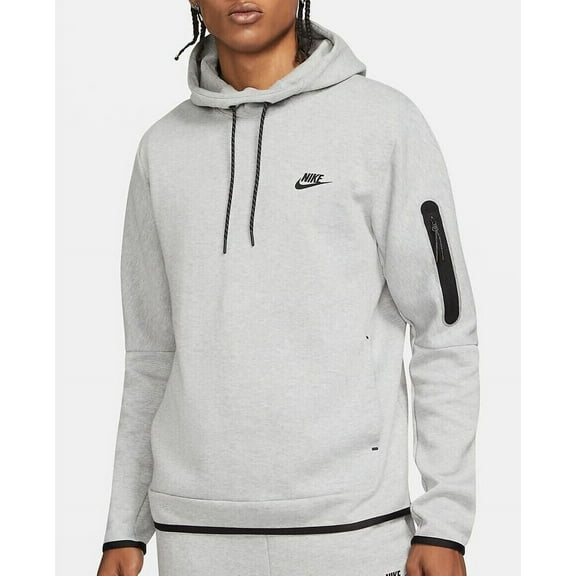 Men's Nike Sportswear Heather Gray/Black Tech Fleece Pullover Hoodie (DD5174 063) - S