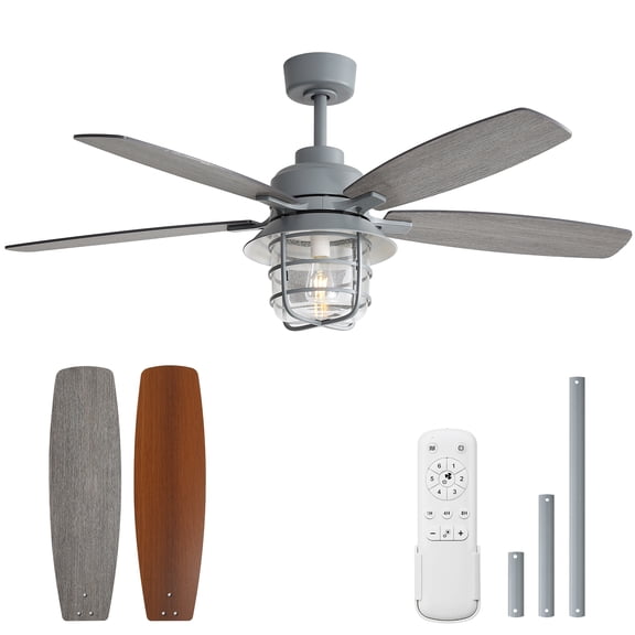 Sofucor 52 inch Ceiling Fan with Light 5 Wood blads with 2 colors, Dimmable, Reversible, Quiet Motor
