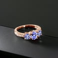 thumbnail image 3 of Gem Stone King 1.79 Ct Oval Blue Tanzanite 18K Rose Gold Plated Silver Moissanite Ring (Size 5), 3 of 4