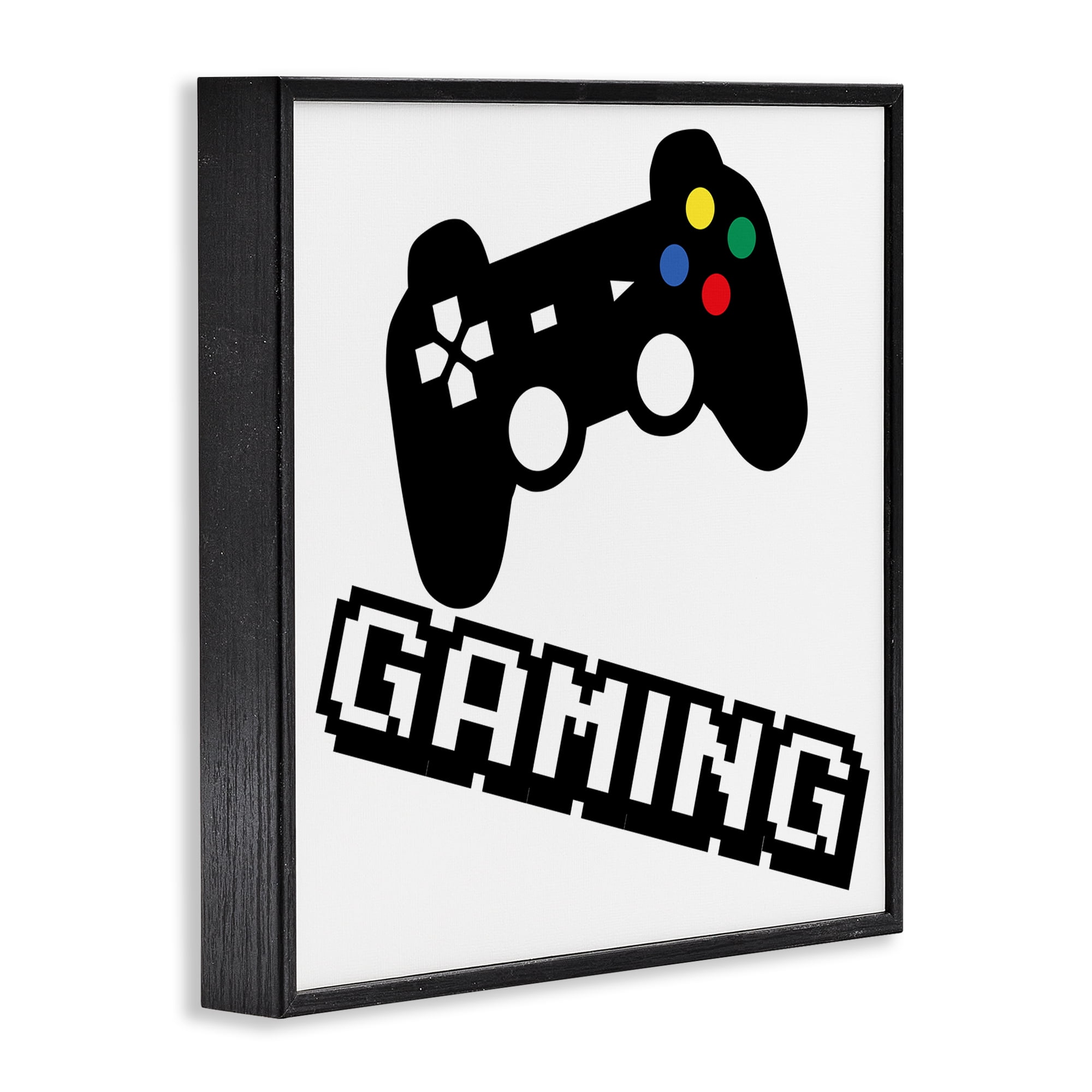 Stupell Industries Playful Pixel Gaming Black Framed Giclee Art, design by Marcus Prime
