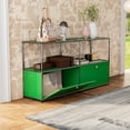 thumbnail image 5 of Modern Accent Cabinets with 2 Doors and Shelf,Freestanding Metal Storage Cabinet for Living Room,Green, 5 of 9