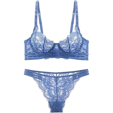 Women's Sexy Soft Lace Lingerie Set See Through Underwear Floral Lace ...