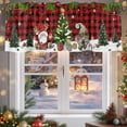thumbnail image 5 of Christmas Valances for Windows, 42 x 18in, Winter Santa Gnome Pine Tree Xmas Snowfall Red Plaid Rod Pocket Kitchen Valance Curtain Light Filtering Window Treatments for Living Room Bedroom, 1 Panel, 5 of 7