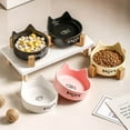 thumbnail image 6 of Ceramic Elevated Cat Bowl with Wooden Stand, No-Spill Pet Food and Water Dish Set, Slip-Resistant Base for Cats and Small Dogs, 6 of 8