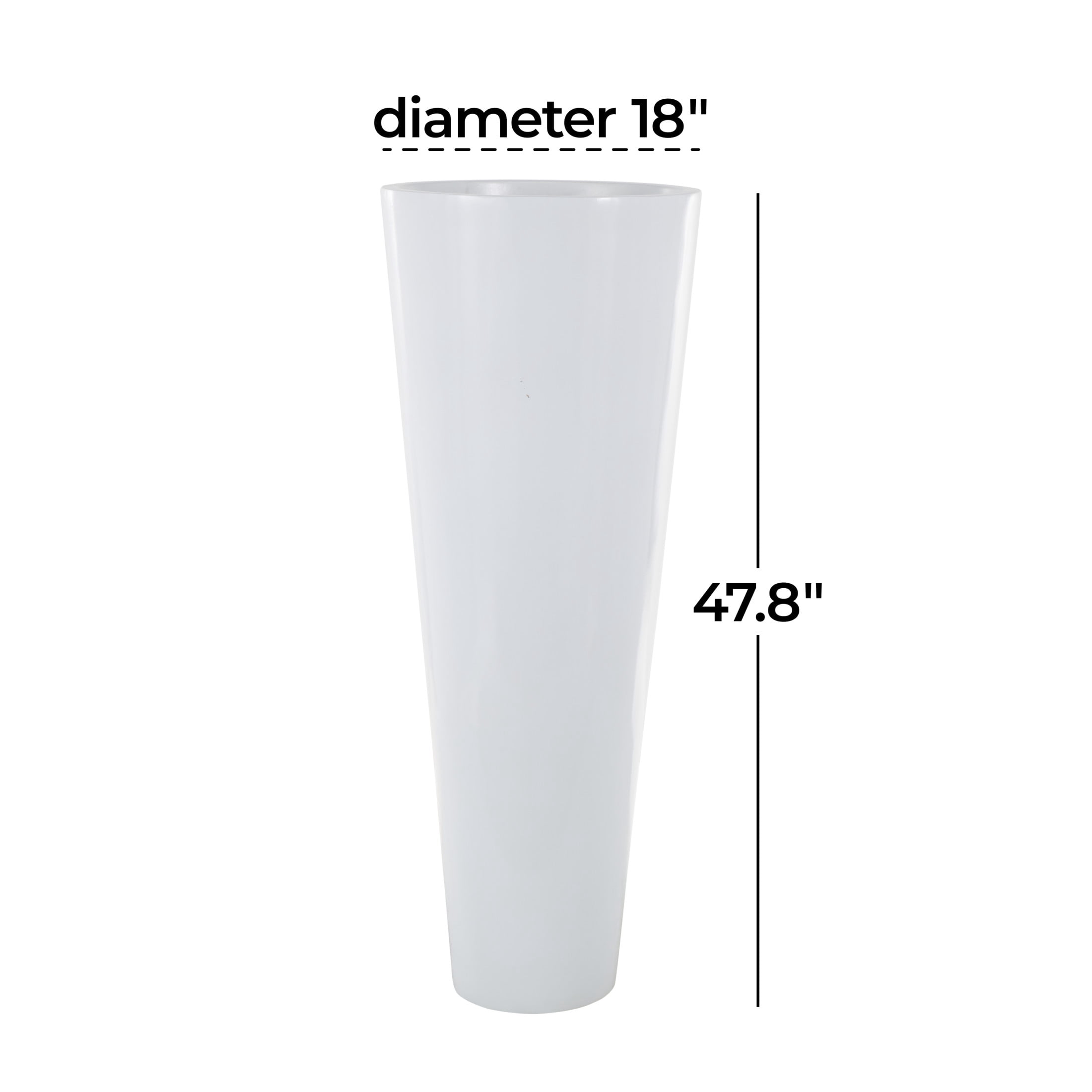 DecMode 48" White Fiberglass Vase