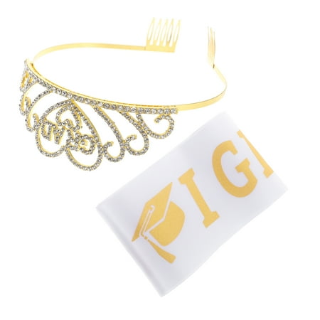 

White Alloy Satin Fabric Graduation Shoulder Straps Headgear Make up Bridesmaid