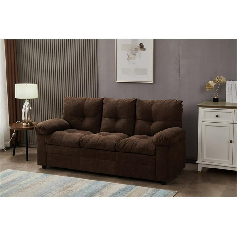 Kingway Furniture Transitional Linen Standard Living Room Sofa Brown