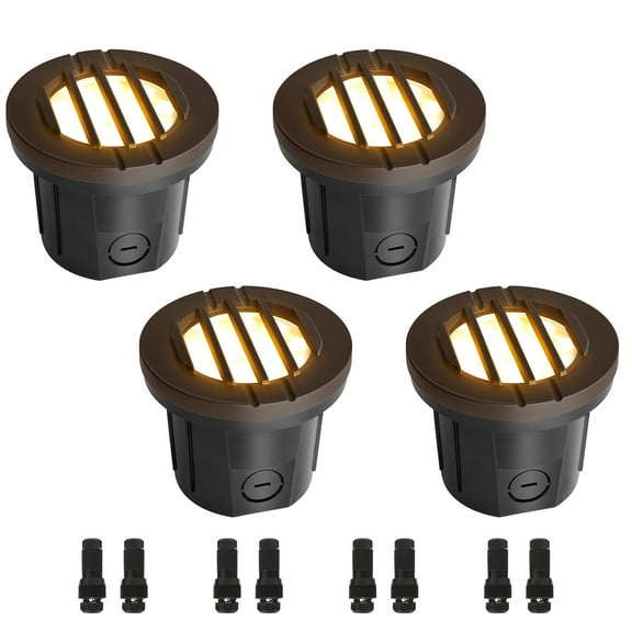 MW LIGHTING 4-PACK  landscape well lights, 6W 350LM,3000K well lights landscape Led in ground，IP65 Waterproof  landscape well lights,CRI90  ，oil-rubbed bronze, ETL Certified