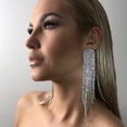 thumbnail image 3 of Rhinestone Tassel Earrings for Women Gold Silver Sparkly Crystal Prom Earrings Long Chandelier Dangle Drop Earrings Prom Dresses Jewelry 2024, 3 of 8