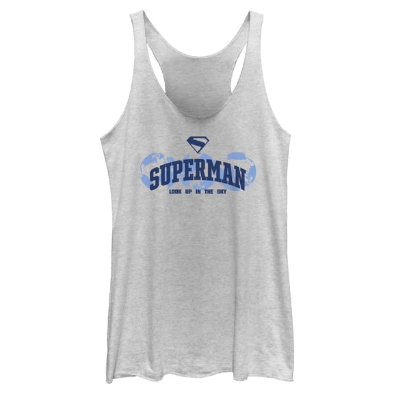 Womens Superman Look Up in the Sky World Racerback Tank