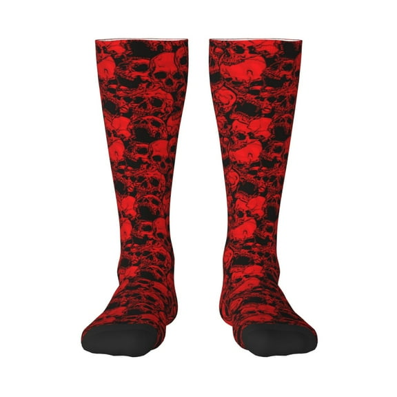 Naloa Red Skulls 3 Knee Socks, High Socks Long Stretchy Sock Women Knee High Stocking, Long Socks for Women
