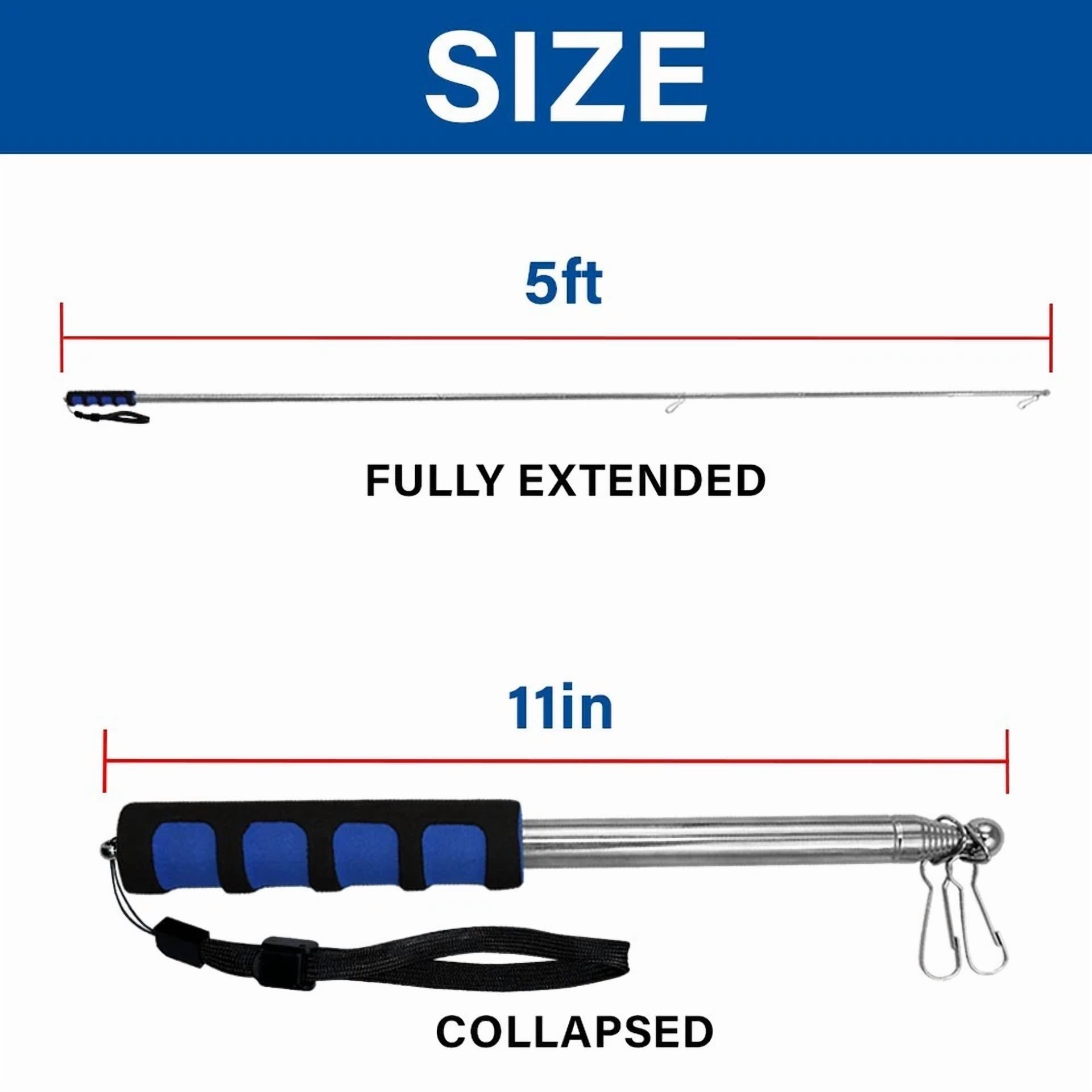 Blue 5Ft Compact Flag Pole 5Ft Hand Held Pole Collapsible Parade Tour Group Pole