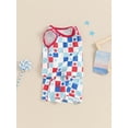 thumbnail image 5 of Aojekbee Baby Boy 4th of July Outfit, Star Print Round Neck Sleeveless Tank Tops Checkerboard Elastic Waist Shorts Toddler Summer Set, 5 of 10