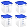 thumbnail image 1 of TSUBOR 4 Pack Food Storage Containers with Blue Lids, 8.0 Qt - Square, Clear, Polycarbonate, for Restaurant Commercial Kitchen and Home party, 1 of 6