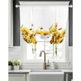 thumbnail image 5 of Sunflower Bee Tie Up Curtains for Window, Thermal Insulted Balloon Shade Adjustable Rod Pocket Curtains Valance Panels for Kitchen Bathroom Cafe 52 x 63 Watercolor Yellow White Summer Spring, 5 of 6