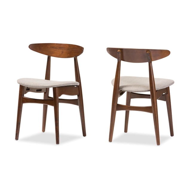 Bowery Hill Mid-Century Dining Chair in Light Gray Fabric (Set of 2)