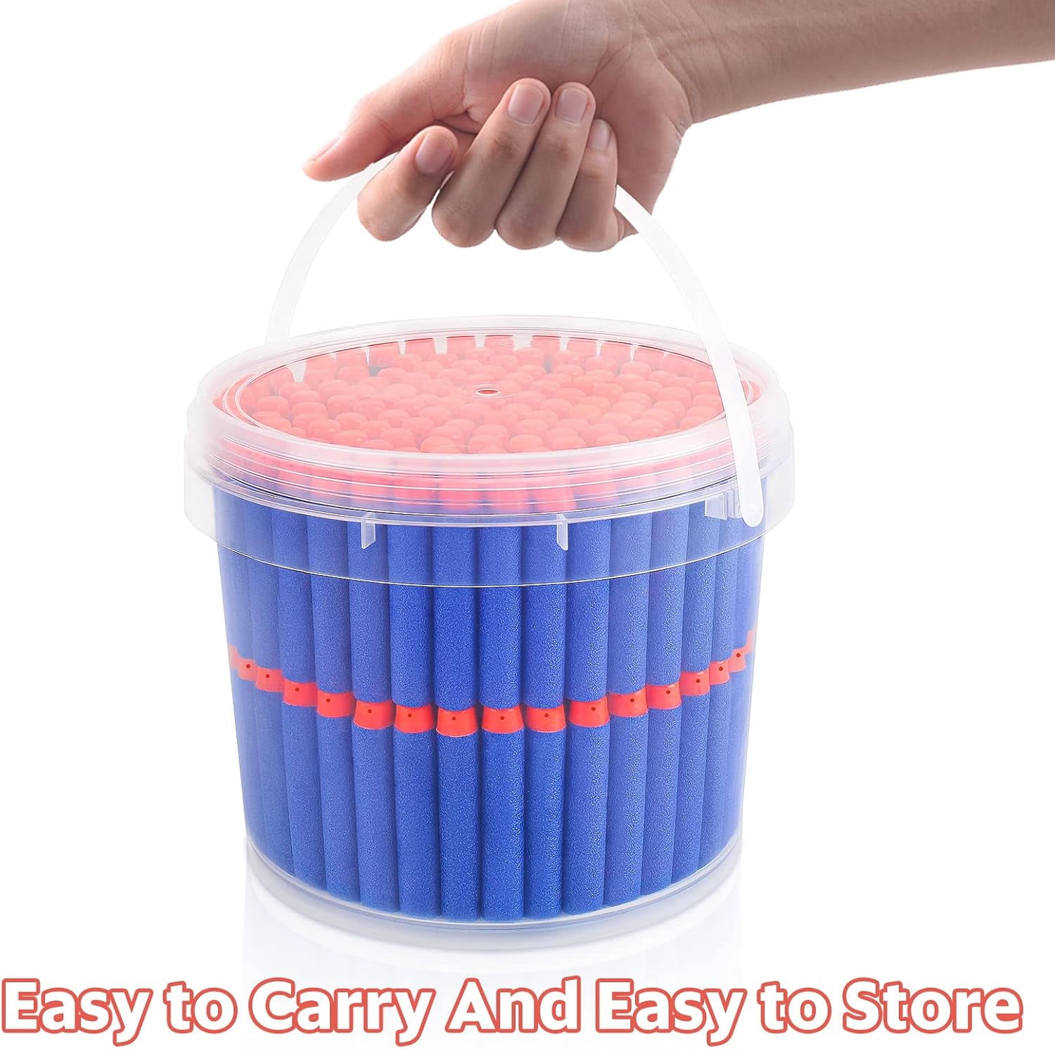 PrimeCook Shop Refill Darts Bullets Compatible with Nerf Guns N-Strike Elite Series, 300PCS Refill Darts Premium Foam Bullets Pack with Portable Storage Bucket