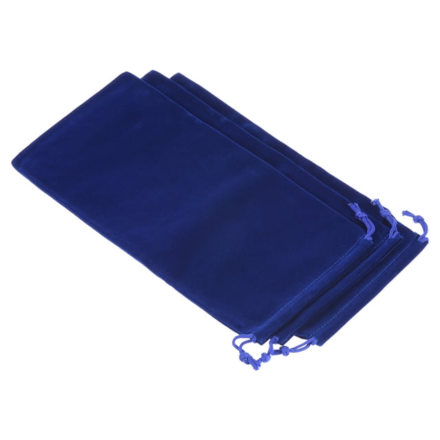 Unique Bargains 30x15cm Microfiber Pouch, 3Pcs Soft Storage Drawstring Gift Bag, Dark Blue