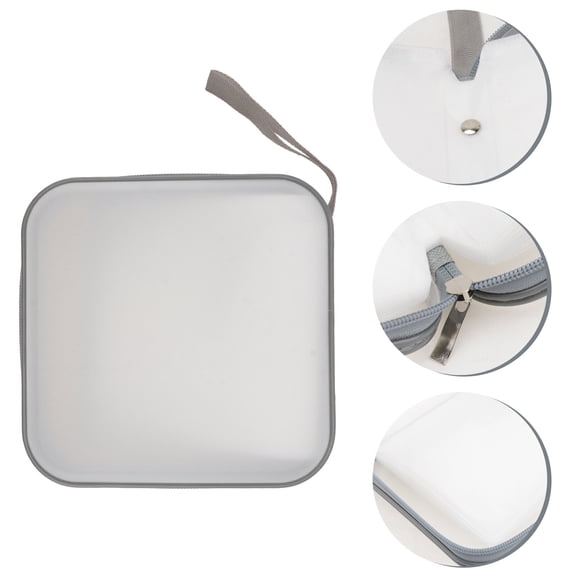 Mobutofu White Cd Holder Case with Zipper Large Capacity Disc Storage Organizer