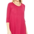 thumbnail image 4 of Women's Casual Loose Fit 3/4 Sleeve Round Neck Jersey Knit A-Line Comfy Solid Midi Dress, 4 of 4