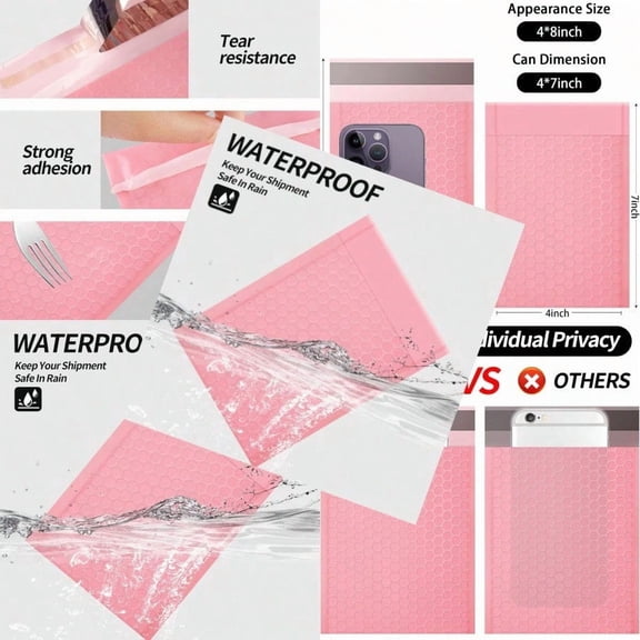 4x8 Inch Pink Bubble Mailers 40 Pack Self-Seal Poly Padded Envelopes Suitable for Small Busines to Package and Mail Jewelry Cosmetics Electronic Products Cards Pink 4 x 8-40
