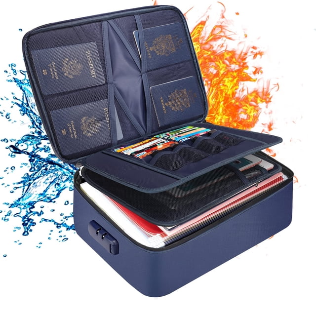 npkgvia Storage And Organization,Document Bag With Lock Fireproof 3 Layer File Storage Case With Water Zipper Document Portable Travel Home Organizer Bag For Laptop Files CertificateHome Essentials
