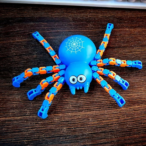 Meitianfacai Stress Relieving DIY Chain Toy Versatile Mechanical Spider Splicing Type Stress Relieving Toy Transformable Spider Toys For Kids Party Favors, Blue