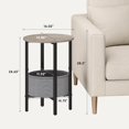 thumbnail image 2 of Round Side Table End Table with Storage Basket, Small Side Table Round Nightstand for Small Spaces, Tall Oval End Table with Steel Frame, Coffee Bedside Table for Living Room Bedroom, Greige, 2 of 16