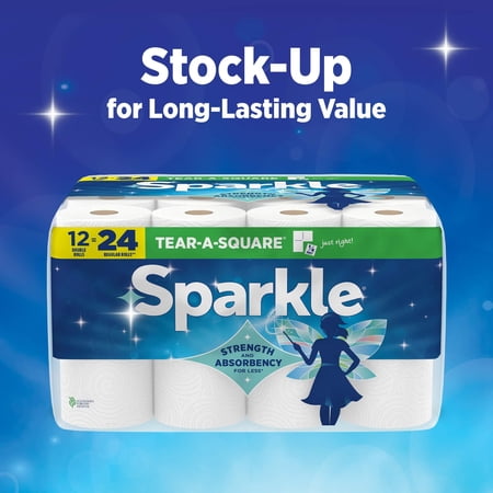 SPARKLE TOWELS SPARKLE TEAR-A-SQUARE PAPER TOWELS, 8 DOUBLE ROLLS, 110 SHEETS PER ROLL