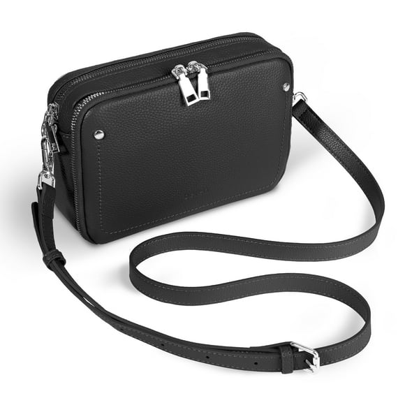Bandolera Befen de piel auténtica para mujer, color negro