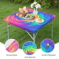 thumbnail image 4 of Rainbow Tie Dye Spiral Pattern Square Fitted Tablecloth with Elastic Edge,Square Table Cover,Washable Elastic Table Cover for Home Kitchen Party Decor 34"x34", 4 of 6
