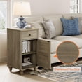 thumbnail image 4 of YANGLI Set of 2 End Table with Charging Station, Wood Nightstands with Drawer & Storage Cabinet, Modern Side Tables Living Room Set of 2, Farmhouse Bedside for Bedroom, Wash Grey, 4 of 6
